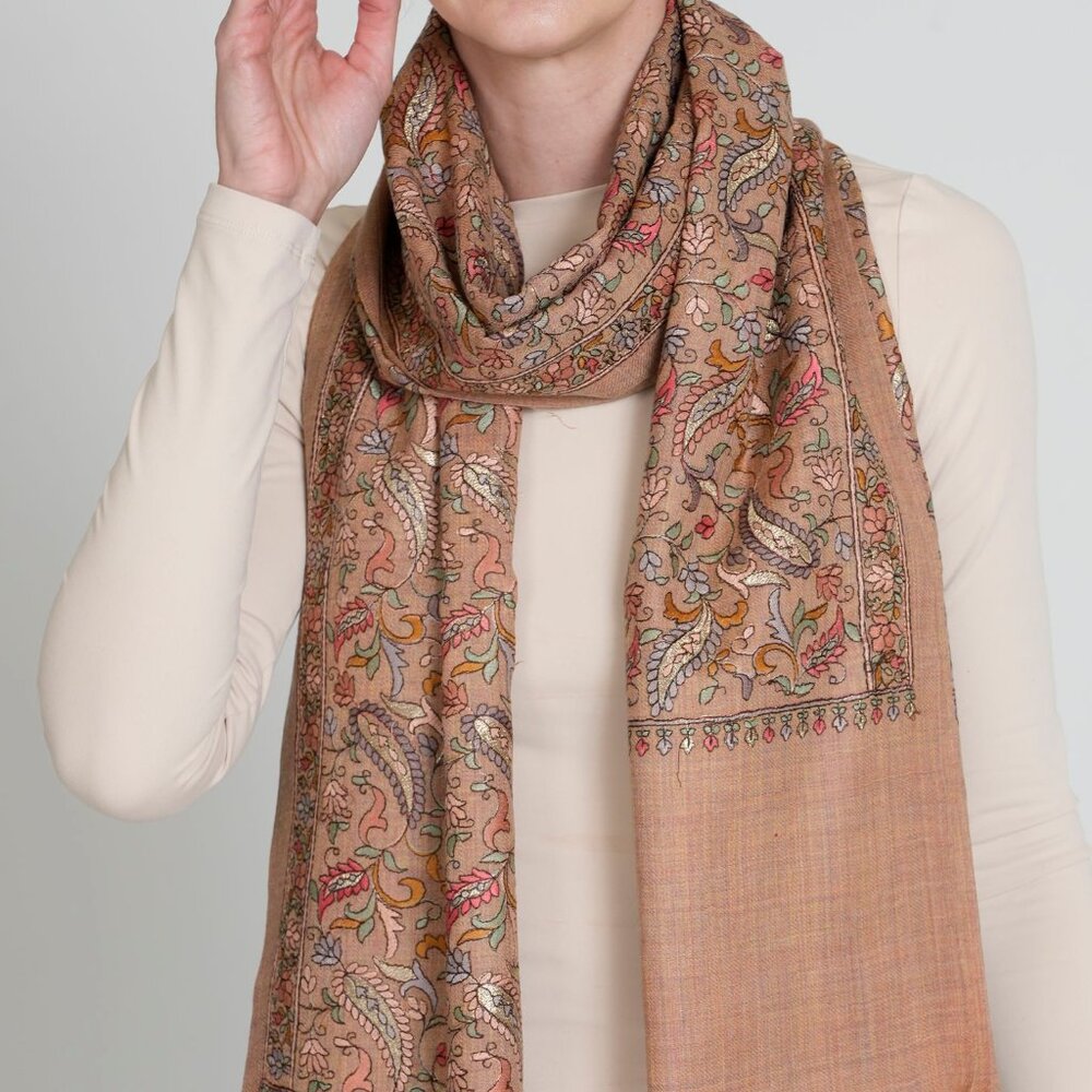NEW Desert Rose Taupe Women Scarf Sozn Luxurious Merino Wool Pashmina Blend Wrap
